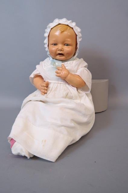 Effanbee Composition Doll "Bubbles",: 20"....Effanbee Dolls were a fixture of the 20th century. Effanbee Dolls started production of dolls in 1912, right at the beginning of the era of composition dolls. The company had great success with