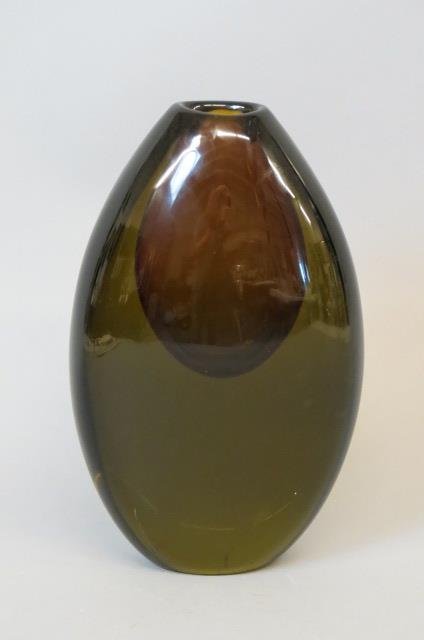 Art Glass Vase,: ovoid shape, deep browns, 10.5".