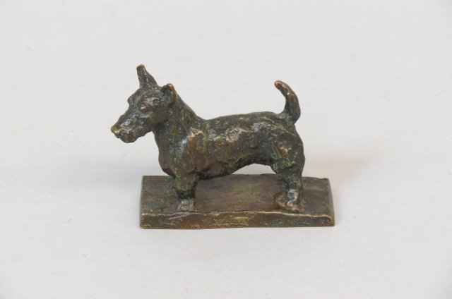 Edith Parsons Bronze Figurine of a Terrier, (1 of 3)