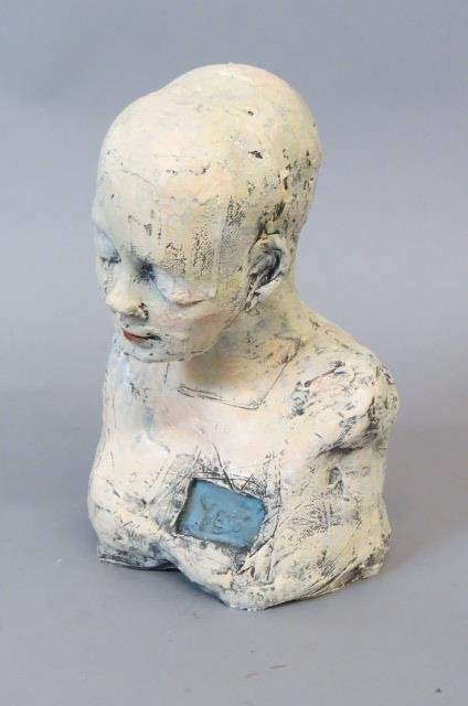 Kimberly Dean Folk Art Bust "My Heart Says Yes", (1 of 5)