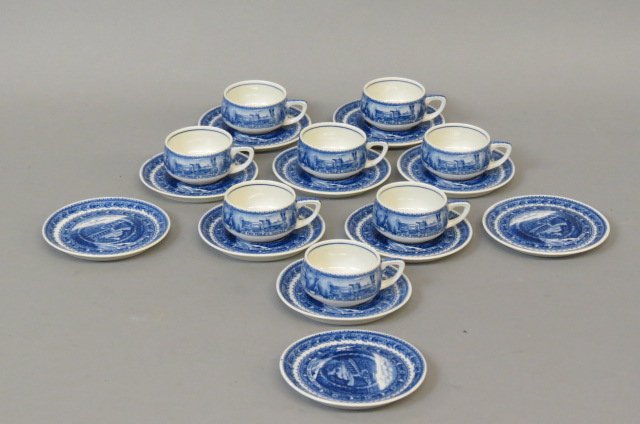 8 Lamberton China B & O Railroad Cups & Saucers, (1 of 3)