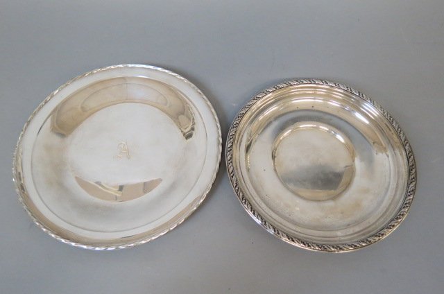 2 Sterling Silver Round Trays or Plates, (1 of 3)