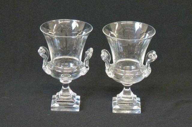 Pair of Steuben Crystal Urn Shape Vases, (1 of 2)