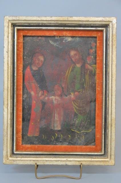 Retablo or Santos Religious Painting on Tin, (1 of 2)