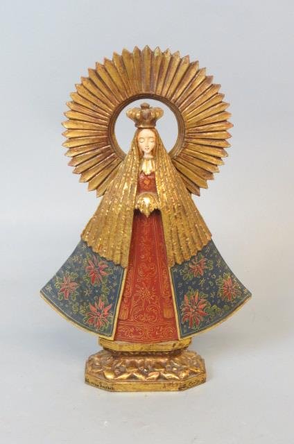 Religious Carved and Painted Wood Figurine (1 of 3)