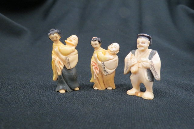 3 Carved Ivory Netsukes, (1 of 3)