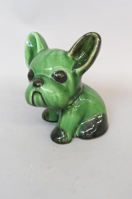 Denby English Pottery Figurine of a Dog,: Dansbyware, green, 9", adorable.