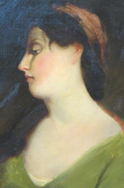 19th Century Oil Painting of a Young Lady,: on canvas, 18" x 22", unframed.