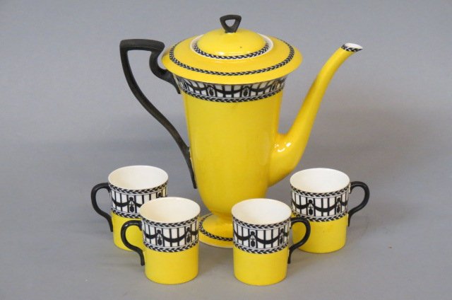 Royal Worcester Art Deco Porcelain Demitasse Set, (1 of 2)