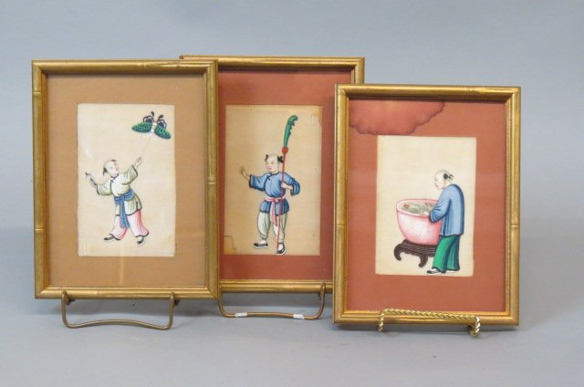 3 Chinese Paintings on Silk, (1 of 4)