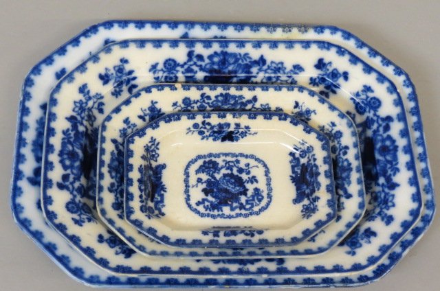 R & M Flow Blue Ironstone "Nankin Jar" Nest of (1 of 2)