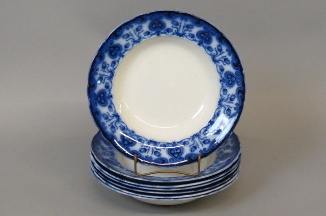 7 Flow Blue "Oxford" Ironstone Bowls, (1 of 2)