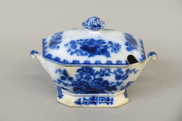 R&M Flow Blue Ironstone "Nankin Jar" Sauce Tureen, (1 of 2)