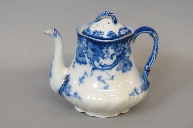 Doulton Burslem "Melrose" Flow Blue Teapot, (1 of 3)