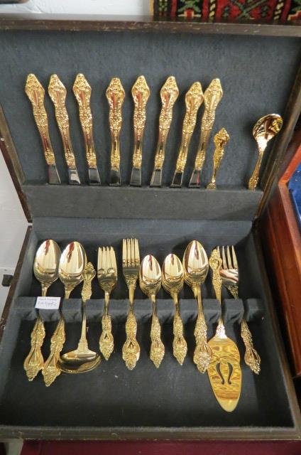 55 pc. Golden Beverly Gold Plated Flatware Set, (1 of 4)