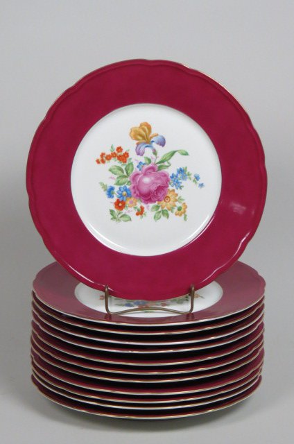 12 Czechoslovakian Porcelain Service Plates, (1 of 3)