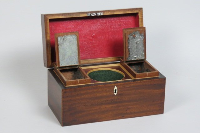 English Mahogany Tea Caddy Box, (1 of 2)