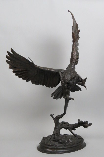 Jules Moigniez, bronze, "Owl in Flight" Sculpture, (1 of 8)