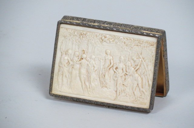 Italian Silver and Carved Ivory Box, (1 of 5)