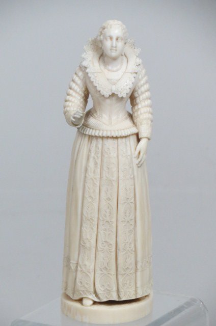European Carved Ivory Figurine of a Woman, (1 of 4)