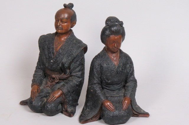 Pair of Japanese Bronze Statues, (1 of 4)