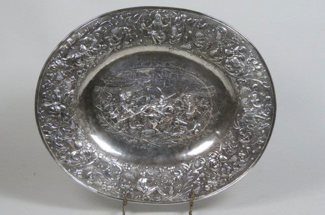 Elaborate Sterling Silver Oval Charger, (1 of 7)