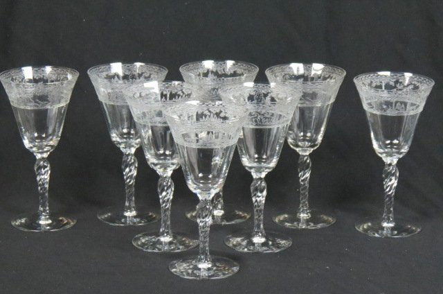 8 Elegant Etched Crystal Wines, (1 of 3)