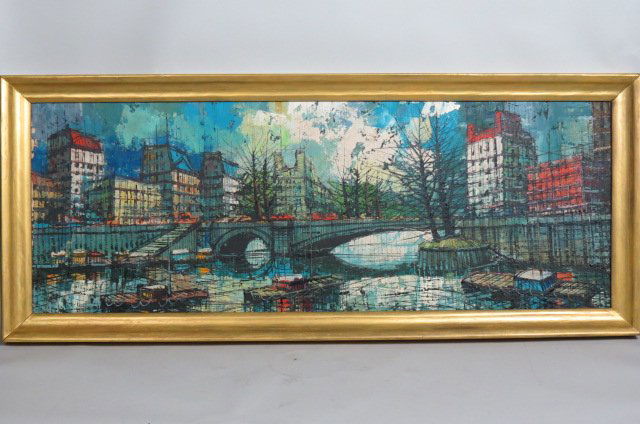 Bernard Buffett Style Abstract Figural Oil Painting, (1 of 5)