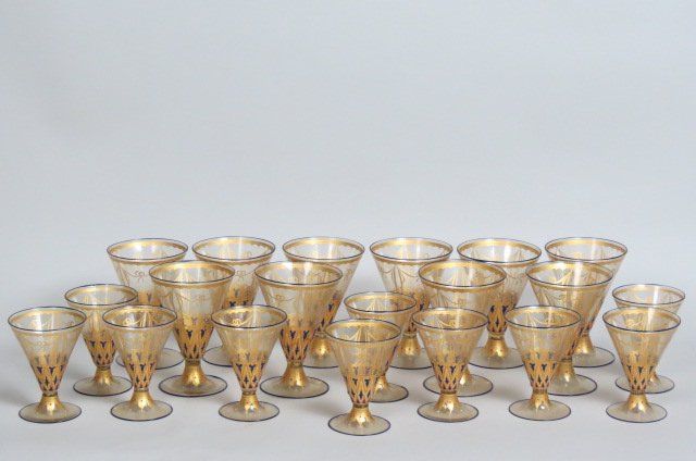 20 pcs. Venetian Glass Stemware; (1 of 3)