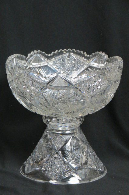 Cut Glass Punchbowl on Stand, (1 of 4)