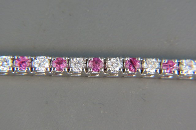 Pink Sapphire & Diamond Line Bracelet, (1 of 4)