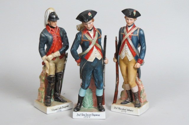 3 Porcelain Revolutionary War Military Figurines, (1 of 2)