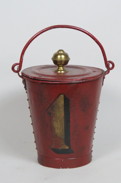 English Metal Fire Bucket with Lid, (1 of 3)