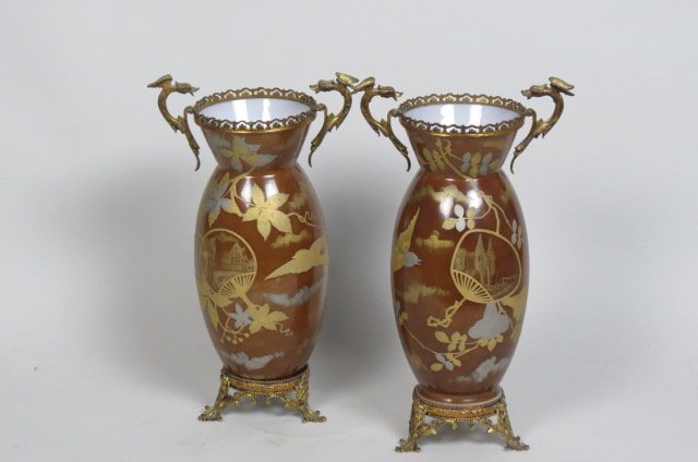 Pair of English Bristol Glass Vases, (1 of 3)