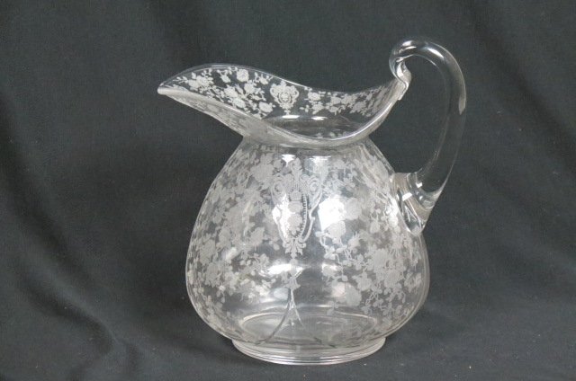 Cambridge"'Rosepoint" Glass Pitcher, (1 of 2)