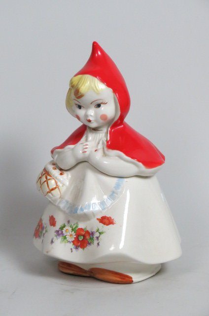 Hull Little Red Riding Hood Cookie Jar,: double floral, 13", excellent.