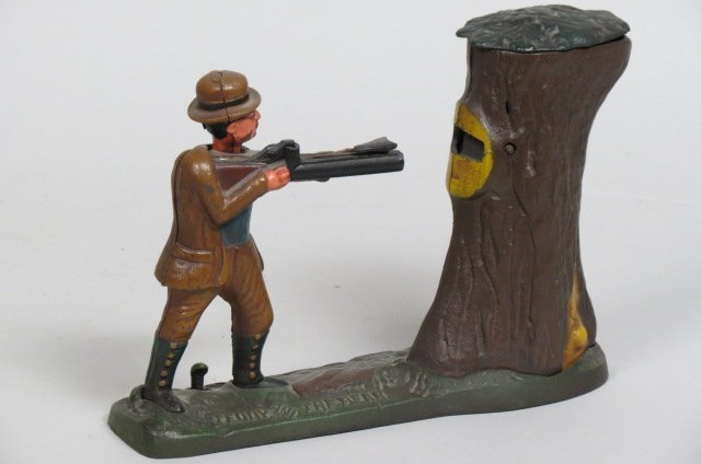 Cast Iron Mechanical "Teddy & the Bear" Bank, (1 of 3)