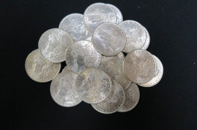 20 1884-O Morgan Silver Dollars, (1 of 3)