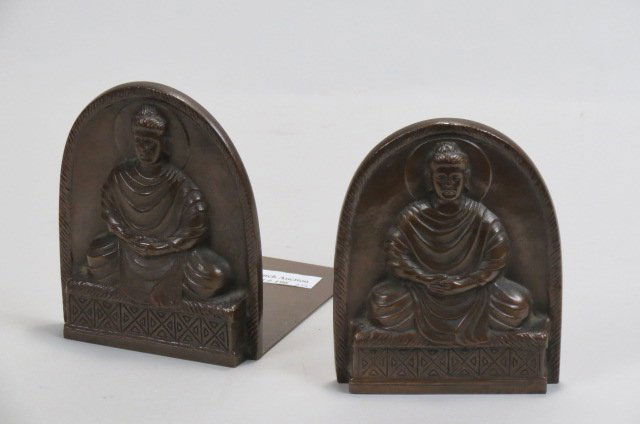 Tiffany Bronze Seated Buddha Bookends, (1 of 3)