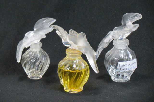 3 Lalique Crystal Perfume Bottles, (1 of 3)
