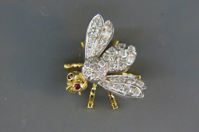 Diamond Figural Bumblebee Brooch, (1 of 3)
