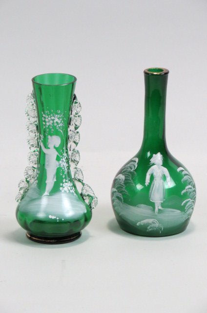 2 pcs. Mary Gregory Enameled Art Glass; (1 of 2)