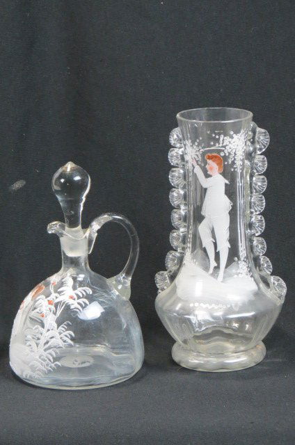 2 pcs. Mary Gregory Enameled Art Glass; (1 of 1)