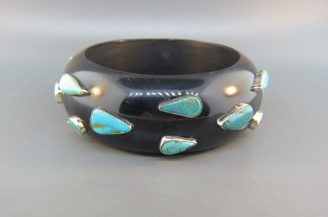 Turquoise Set Bangle Bracelet, (1 of 2)