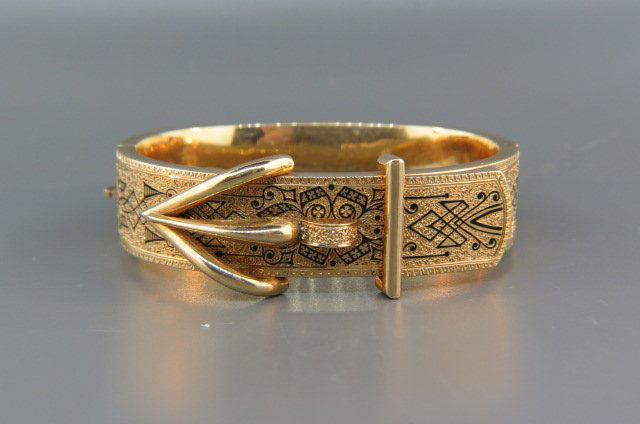 Victorian Gold "Buckle" Bangle Bracelet, (1 of 3)