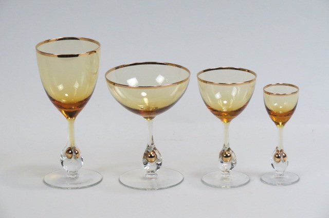 22 pcs. Amber & Gold Crystal Stemware, (1 of 4)