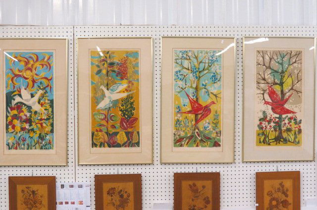 4 Mid-Century Modern Lithographs of Birds (1 of 4)