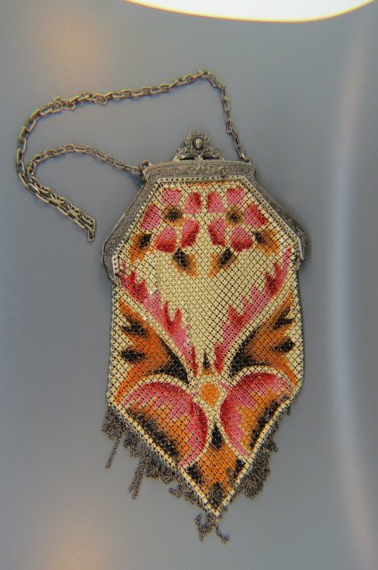 Art Deco Enameled Mesh Evening Bag, (1 of 2)