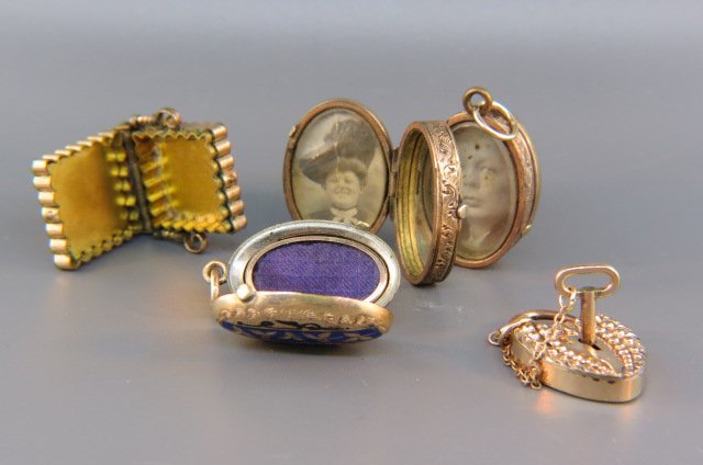 4 Victorian Gold Filled Lockets, (1 of 1)