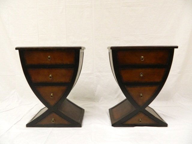 Pair of Nautical 4 Drawer Night Stands Dressers: Set of 2 wooden night stands. The night stands are about 29 1/4 inches high, 22 inches long, and 14 1/4 inches wide. There are some scratches and/or scuffs on the wood. Other than that they're in very